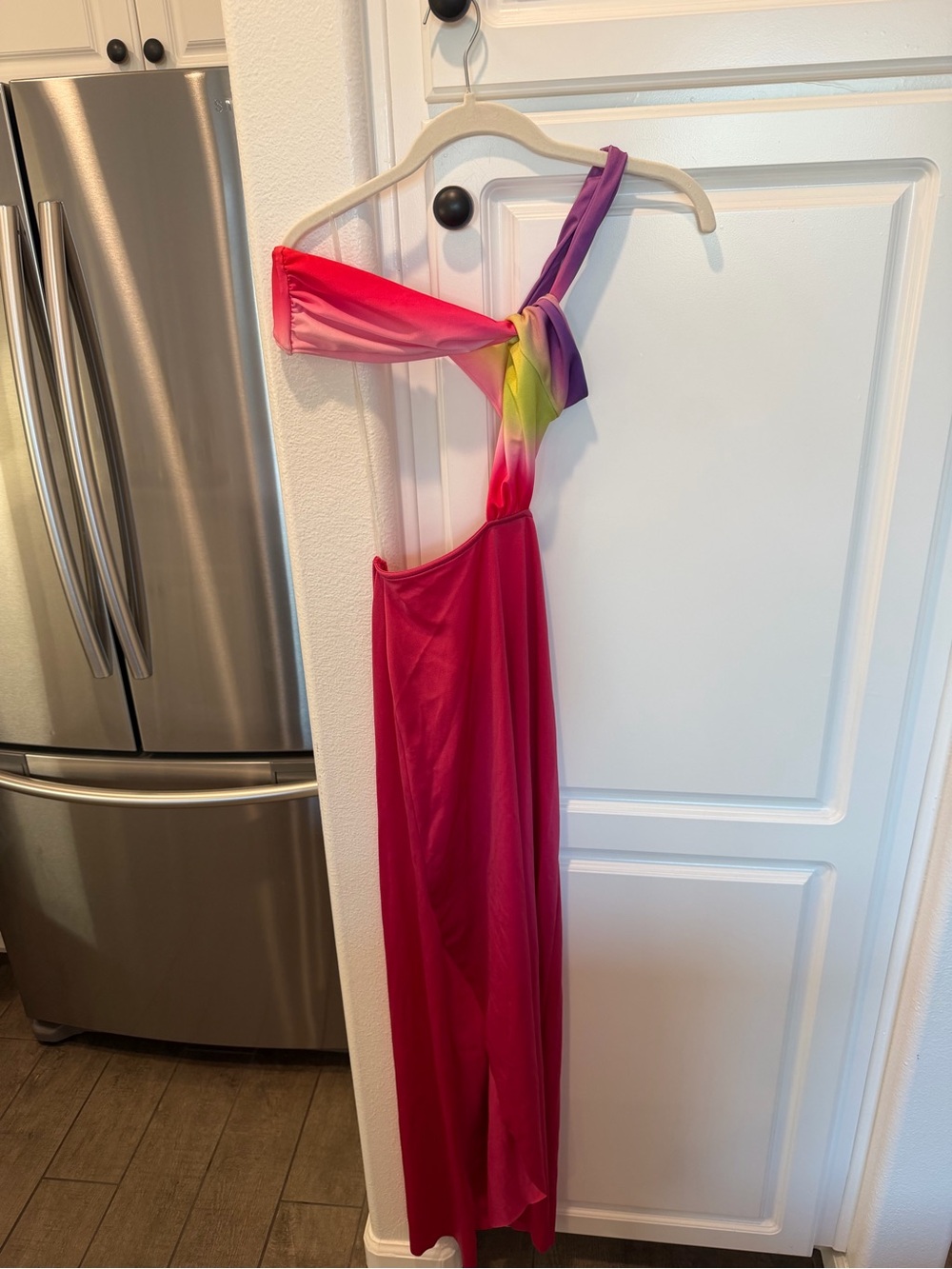 Baobab Collection Hot Pink One-Shoulder Dress with Multicolor Accent